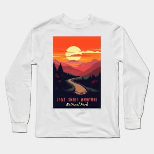 Great Smoky Mountains national park vintage travel poster Long Sleeve T-Shirt